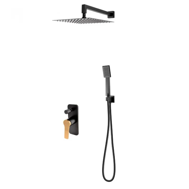 Sistem de dus incastrat patrat FDesign Seppia 6 in 1, negru rose-gold Cel mai vândut