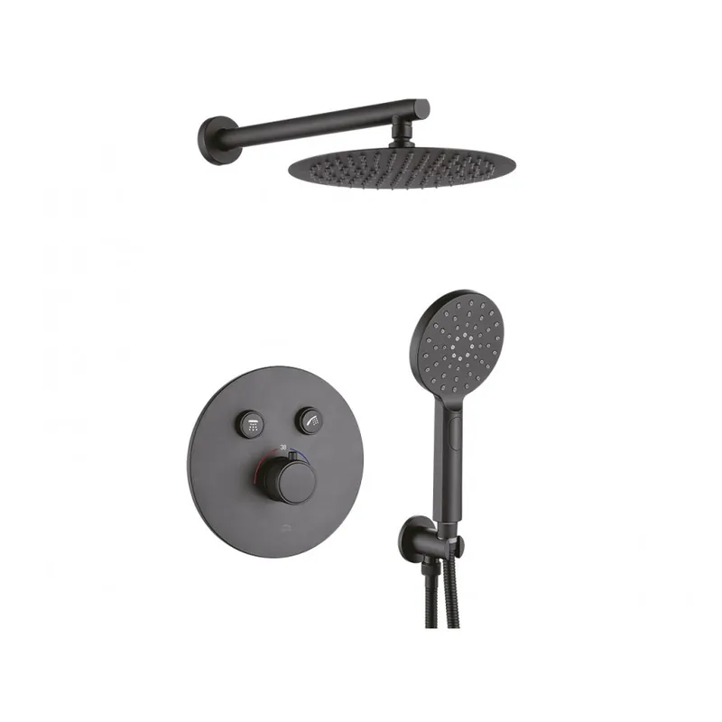 Baterie dus incastratata termostatata Casa Blanca Volumo, negru, cu set de dus Lichidare de stoc
