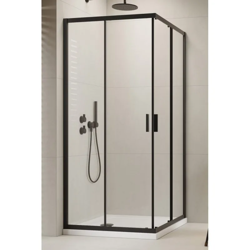 Noutate Set cabina dus Radaway Alienta D 100x80 negru cu cadita Laros D Compact si sifon