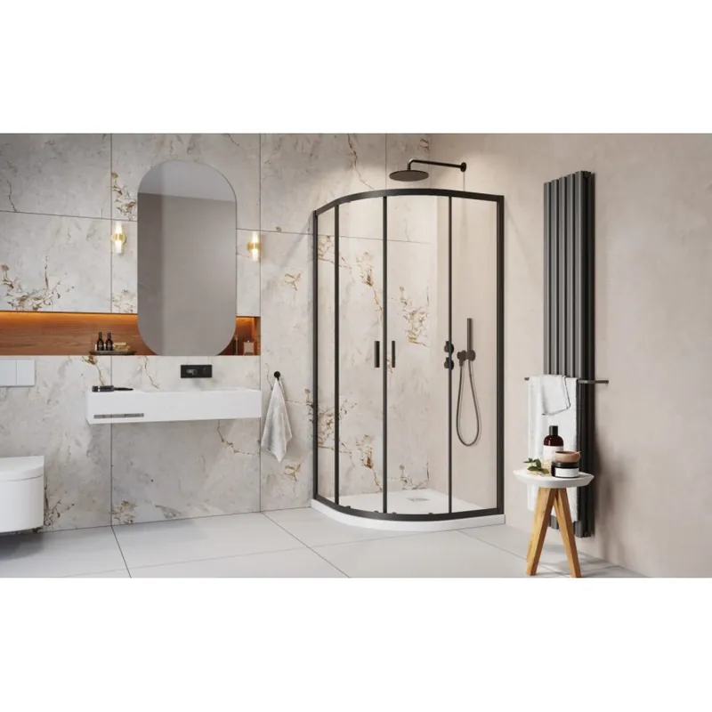 Set cabina dus Radaway Alienta A negru cu cadita Rodos A Compact si sifon Cumpărături sigure