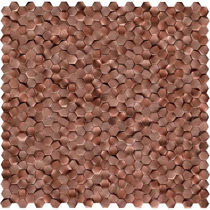 Preț mic MOZAIC, PORCELANOSA GRUPO, GRAVITY ALUMINIUM 3D HEXAGON COPPER 30.1X30.7X0.6 cm, cupru