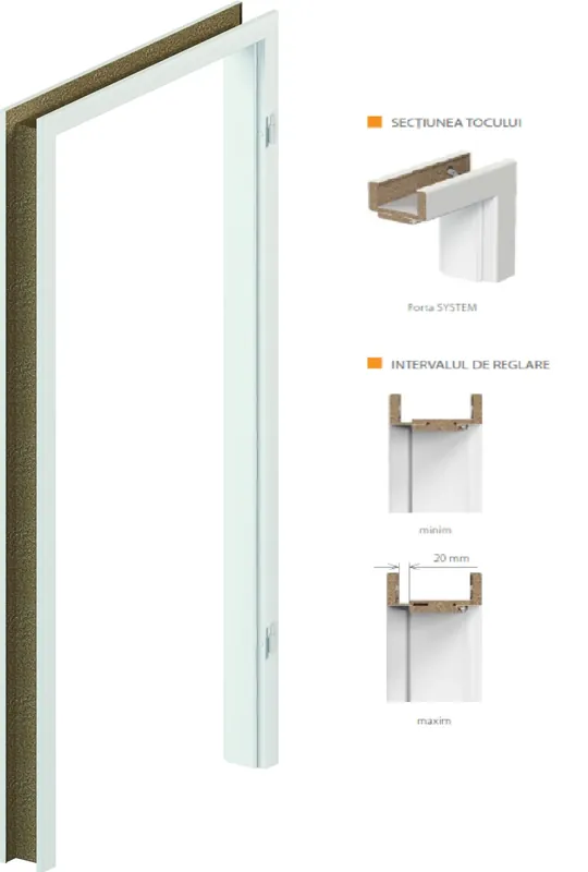 TOC REGLABIL PORTA SYSTEM, LEMN, 140-160MM, PORTADECOR ALB, STANGA 80 Ofertă specială