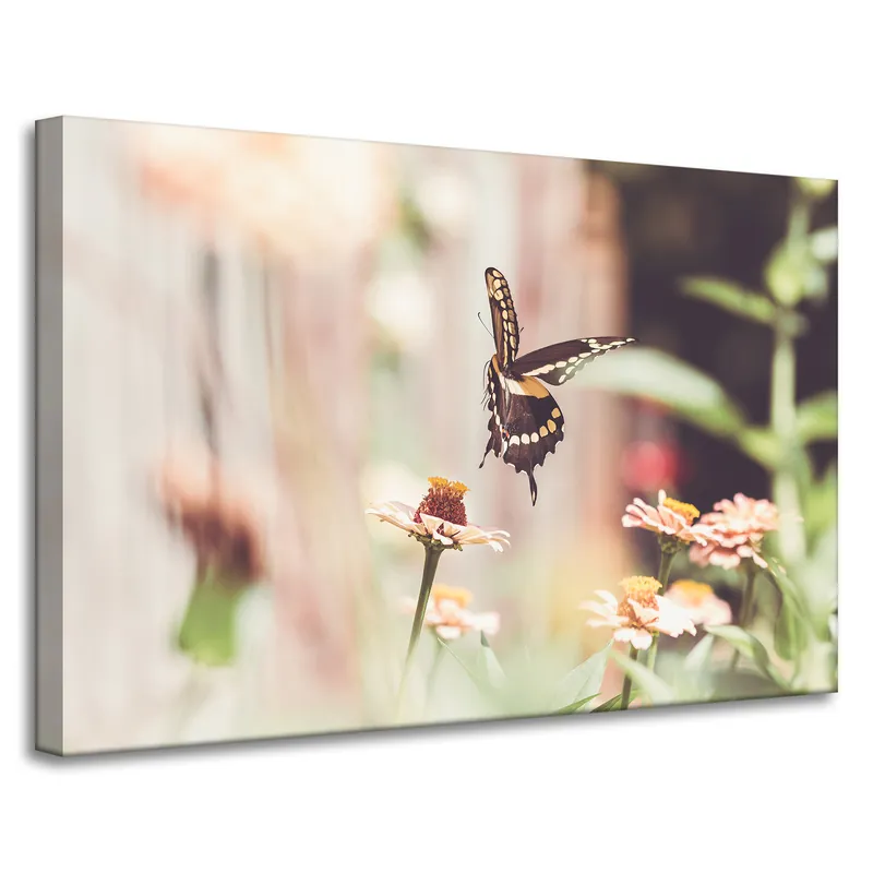 Discount Tablou pe pânză Natură Insectă Fluture Flori Primăvară Vară 90x60