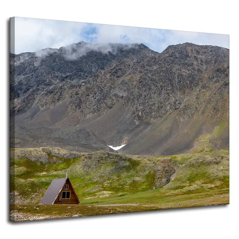 Reducere extra Tablou pe pânză Căsuță în natură în munți 100x80 cm