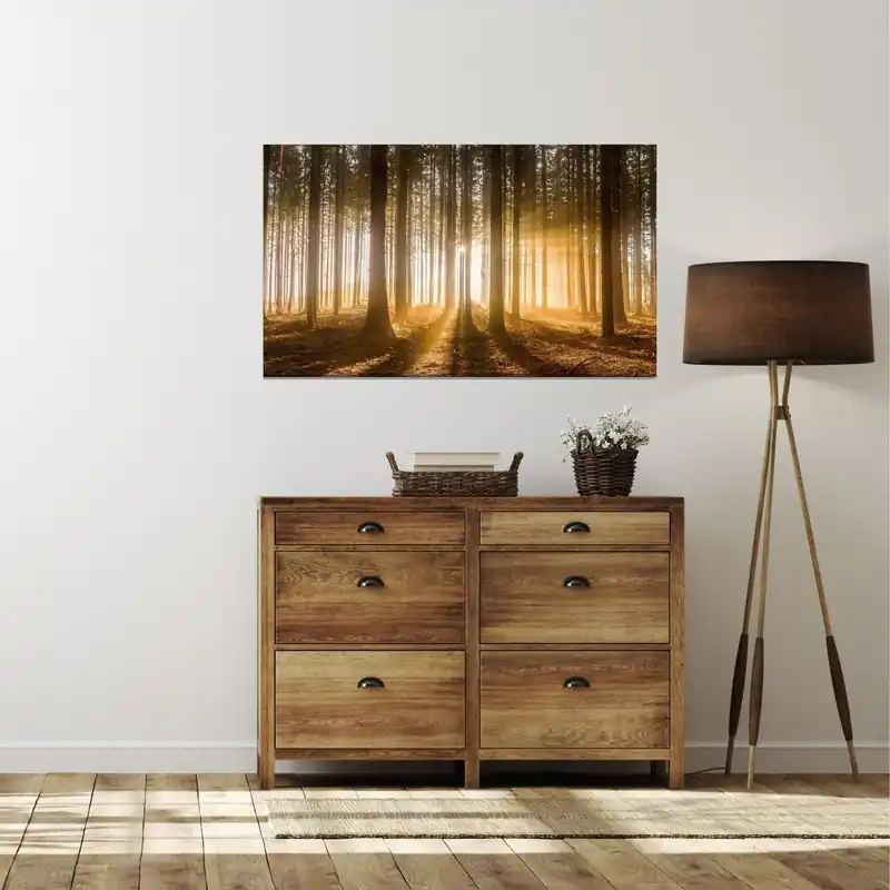 Cel mai vândut Tablou pe pânză Soare în pădure, lumină de copac, 120x70 cm