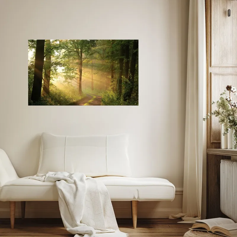 Tablou pe pânză Cale de pădure cu lumină solară Natură 120x70 cm Retur gratuit