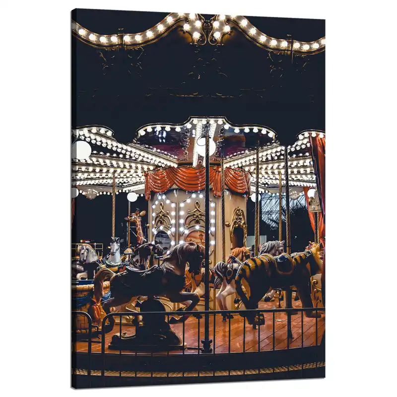 Vezi acum Tablou pe pânză Carusel la parcul de distracții Night Lights 80x120