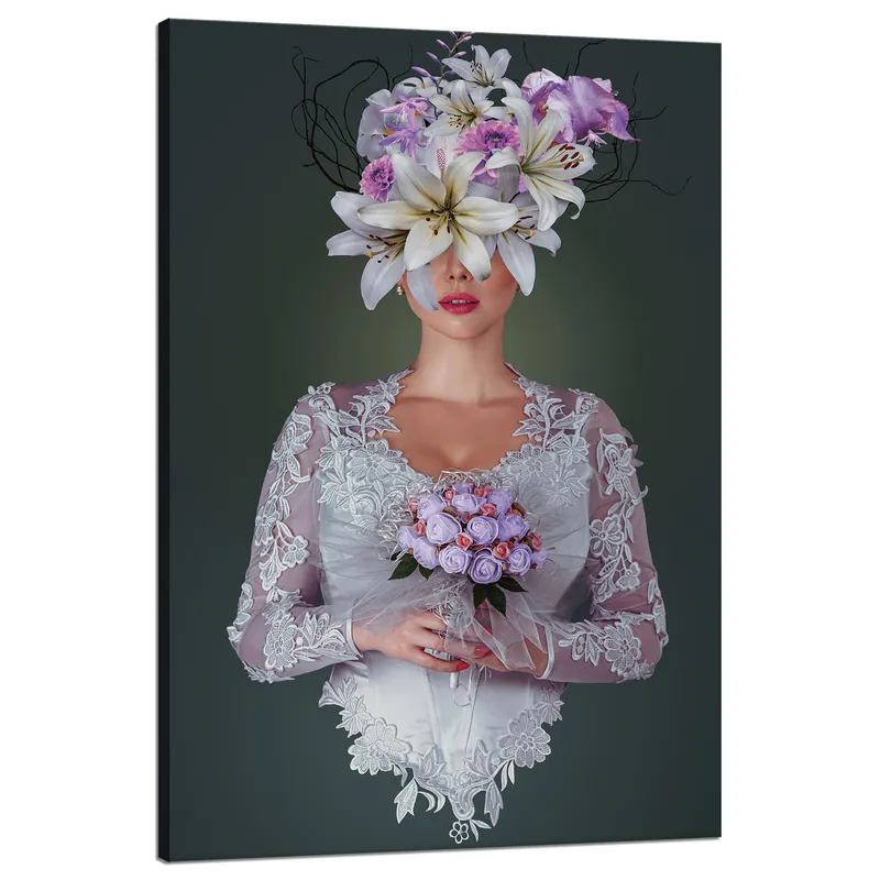 Preț redus Tablou pe pânză Femeie în rochie albă Natură 80x120 cm