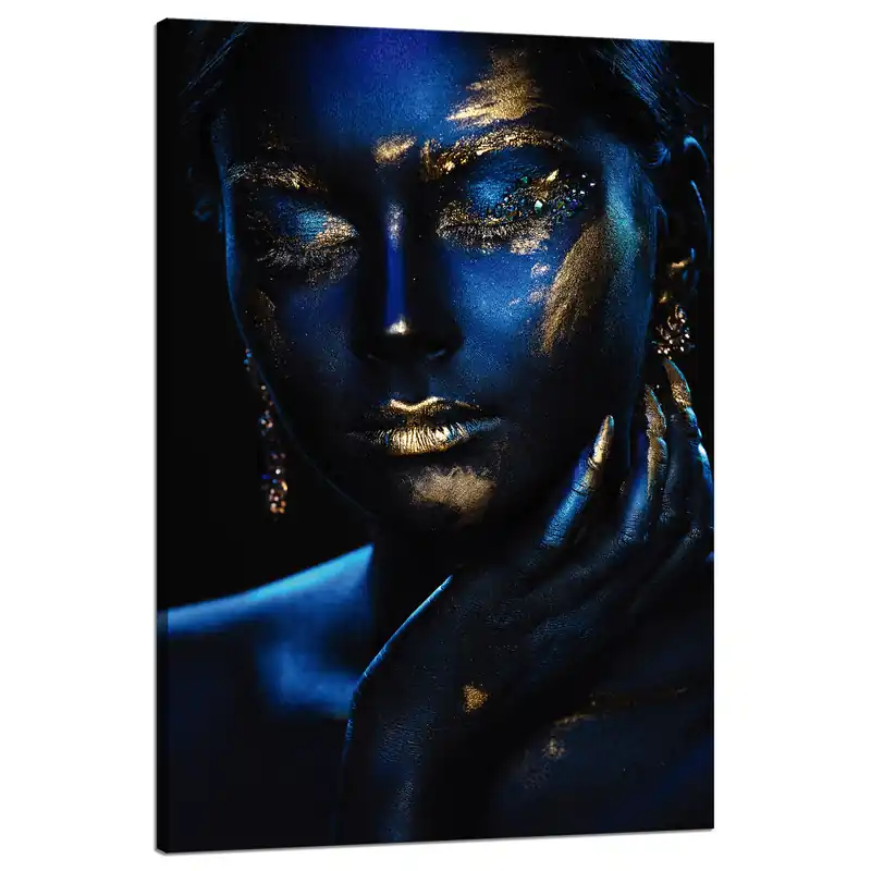 Reducere specială Tablou pe pânză Bijuterii din aur cu femeie gânditoare 80x120 cm