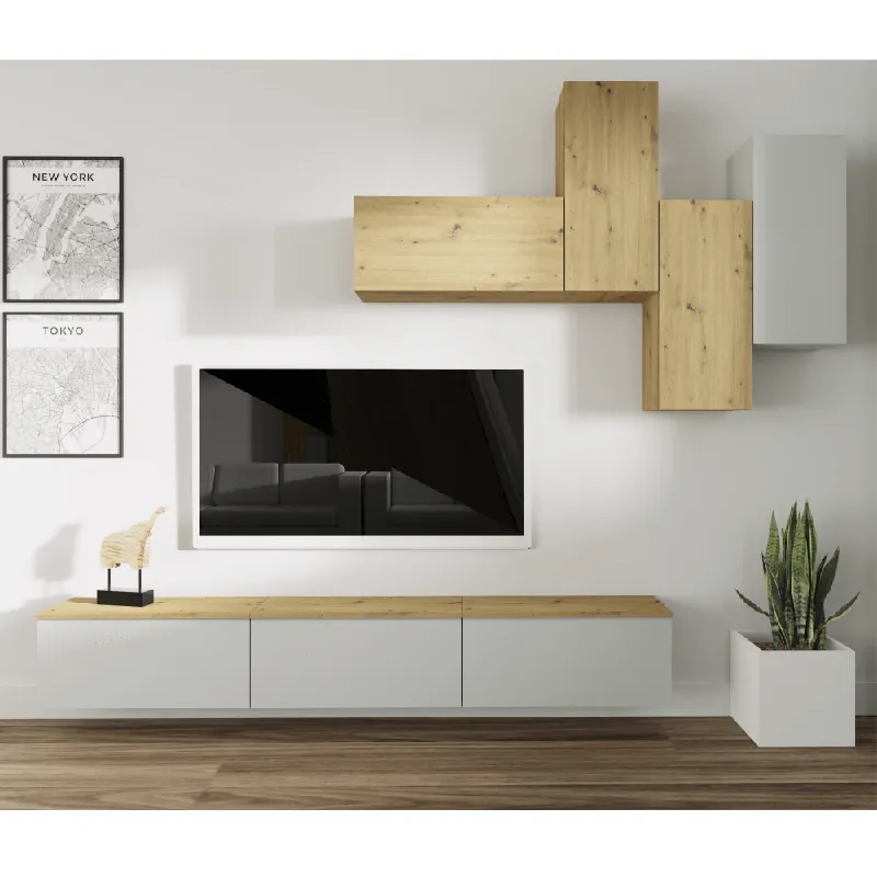 Livrare rapidă Mobilier living, gri deschis/stejar artisan, OTEN