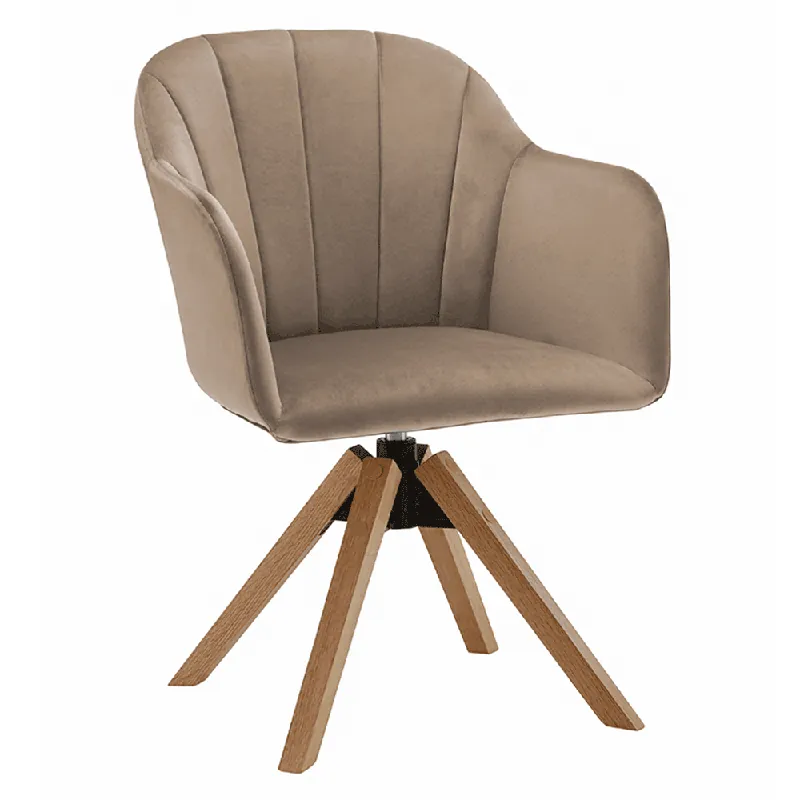 Super ofertă Fotoliu rotativ, textil Velvet, taupe gri-maro/fag, DALIO