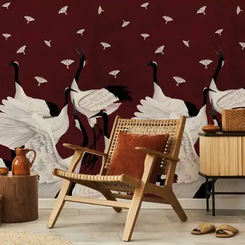 Fototapet Grus Japonesis in Burgundy, VLAdiLA Retur gratuit